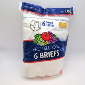 Vintage 2002 NOS Boys 6 Pack Fruit of the Loom White Underwear Briefs Sz 14